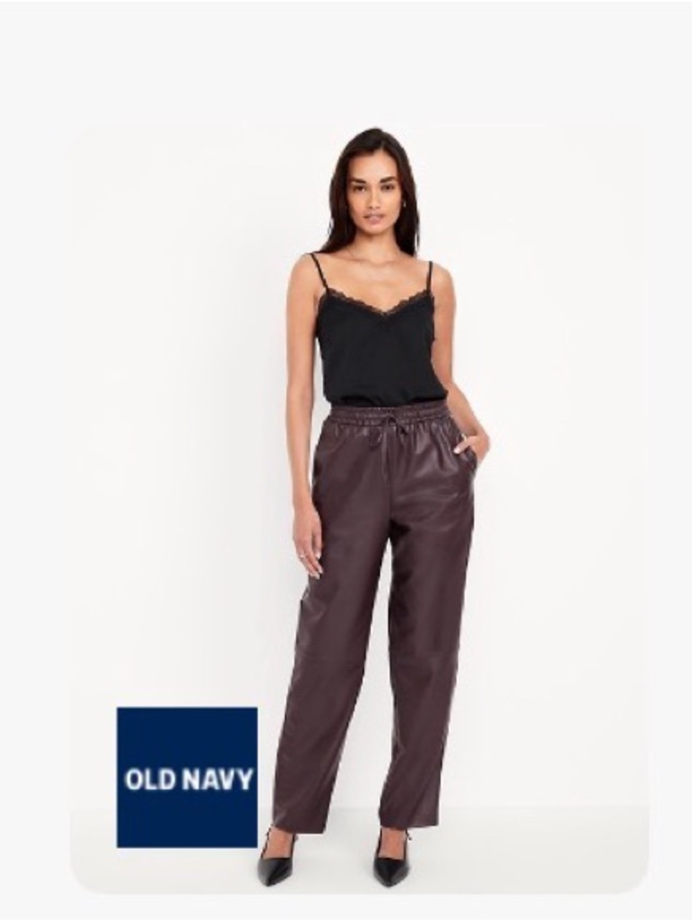 Faux-Leather Straight-Leg Trousers